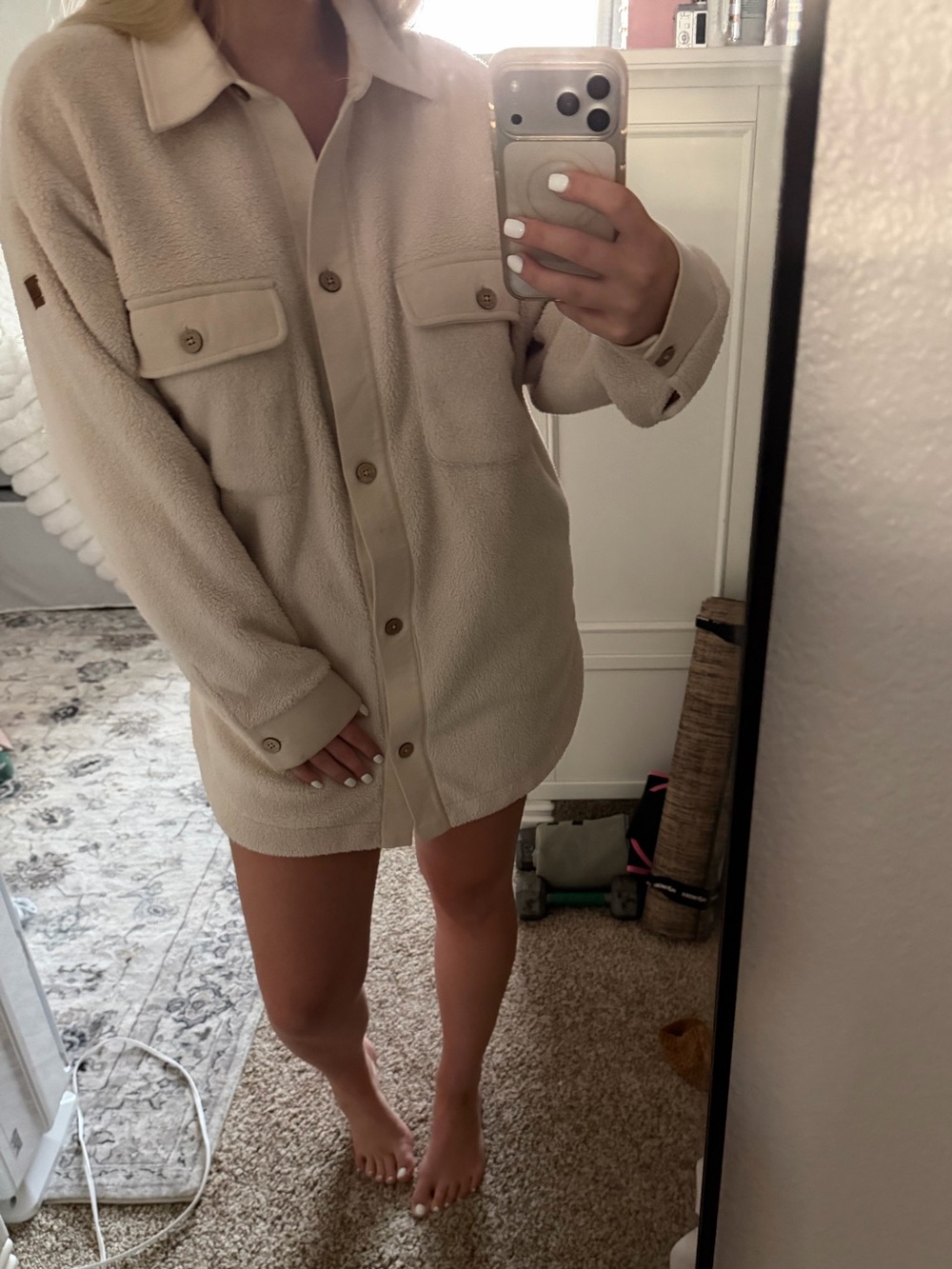 Roxy Cream Sherpa Button-Front Jacket